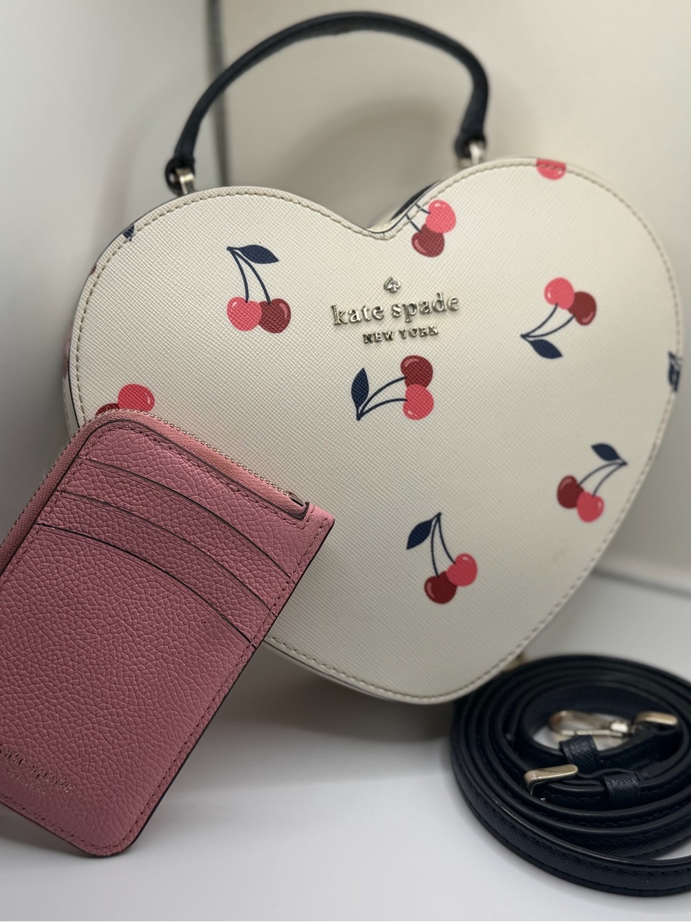 Kate Spade Love Shack Cherry Heart Crossbody
***I added cute pebbled card holder